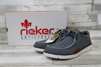 Rieker LITE Herren Schnürschuh jeansblau mit Gummisenkeln