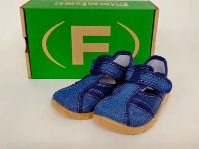 Fischer Jungen Hausschuh jeansstoff blau mit Klettverschluss