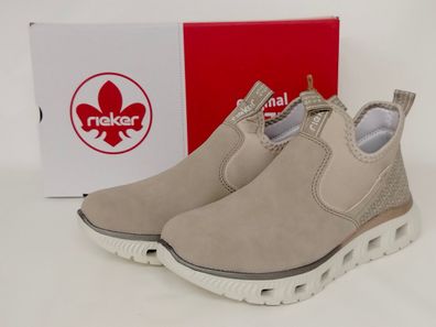 Rieker Damen Sneaker beige mit durchbrochener Laufsohle