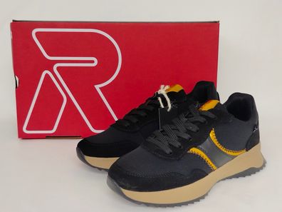 Rieker Revolution Sneaker-Schnürschuh schwarz mit gold abgesetzt