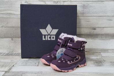 LICO Mädchen Klett Winterschuh gefüttert Comforttex lila mit Schneeflocke Pauli V