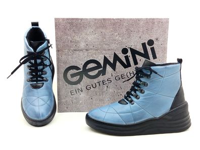 Gemini Damen Schnür-Boots jeansblau mit seitlichem Reißverschluss