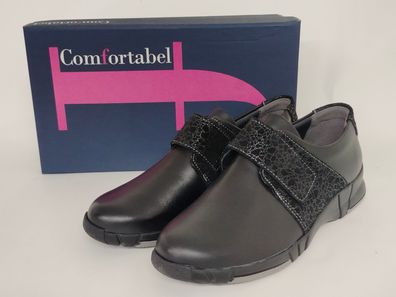 Comfortabel Damen Klett-Halbschuh schwarz, herausnehmbare Innensohle