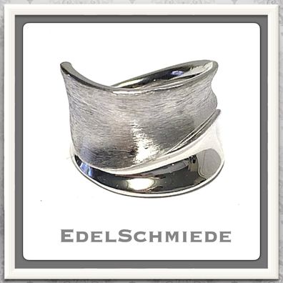 Edelschmiede925 breiter Silberring 925 teilweise mattiert Ringgröße 56