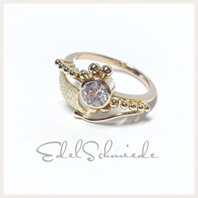 handgefertigter Goldring 333/- GG mit Zirkonia #61