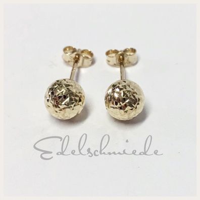 Kugelohrstecker mit Diamantierung 375/- Gold 6mm