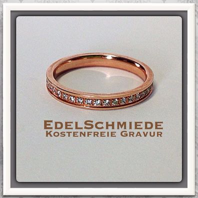 Silberring 925 rosé vergoldet Zirkonia umlaufend Eternity Bandring Vorsteckring #56