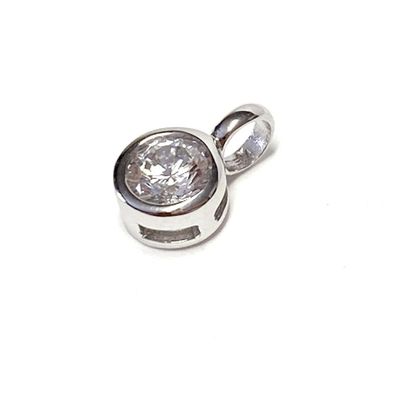 edler Solitäranhänger in 925/- Sterling Silber rhod. Zirkonia