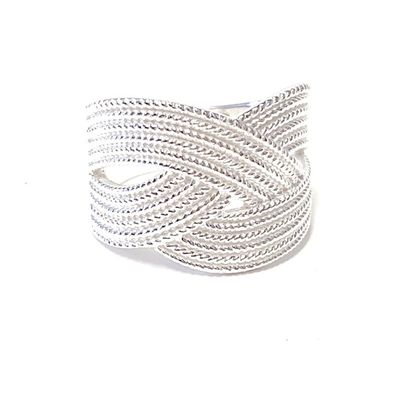 breiter geflochtener Silberring 925/- Sterling Silber #61