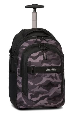 Schultrolley-Schulrucksack-Kombination grau camouflage