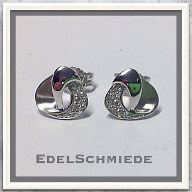 schlichte Ohrstecker 925 Silber rhod mit Zirkonia