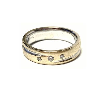 Gold bicolor Ring 585/- GG Brillant 0,08 ct vsi eismatt matt Trauring Bandring #58