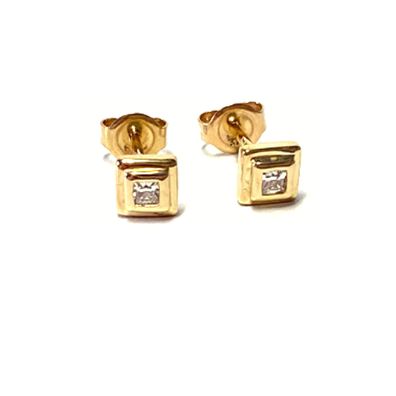 Ohrstecker 375 Gelbgold Zirkonia viereckig poliert klein dezent