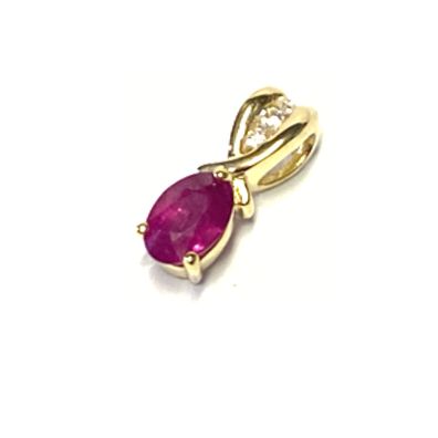 Anhänger 375/- GG Rubi oval facettiert + Zirkonia Kettenanhänger Kettengleiter