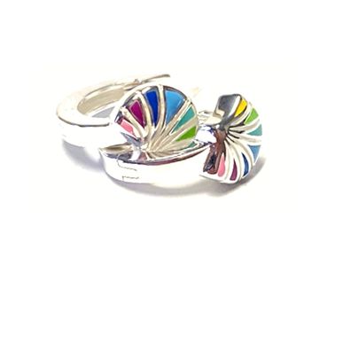 Creolen 925 Silber rhod Muschel bunt regenbogen farbig Kinderschmuck