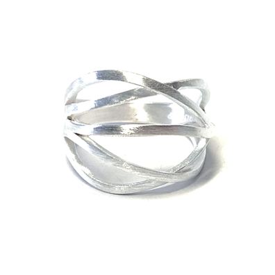 Ring 925 Silber matt Bandring gewicklt modern durchbrochen #60