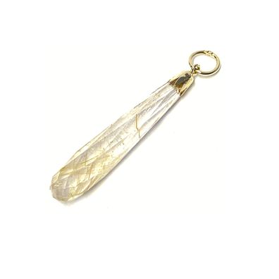 Anhänger 585/- Gelgold Rutilquarz Tropfen Pampel facettiert Unikat