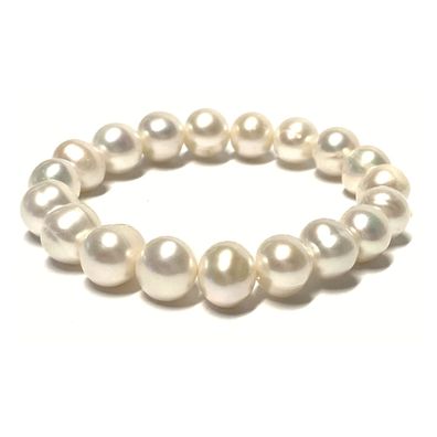 Zugarmband Perle weiß 10 mm Süßwasserperle 18cm Perlenarmband