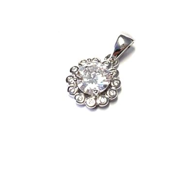 Solitäranhänger 925/- Sterling Silber rhodiniert Zirkonia