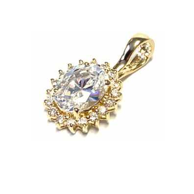 Anhänger 333/- Gelbgold Zirkonia oval Clipanhänger Clipschlaufe