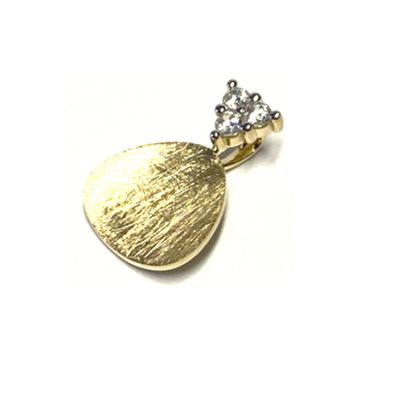 Anhänger 585 Gelbgold matte Oberfläche Zirkonia Kettengleiter Kettenanhänger