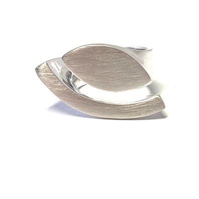 Silberring 925 Sterling Silber matt - modern und auffallend offene Schiene #57