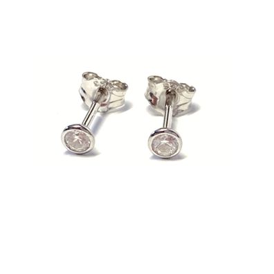 Ohrstecker 925/- Silber rhod Zirkonia Klassiker Solitär 4 mm