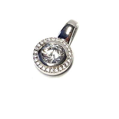 Anhänger 925 Silber rhodiniert Zirkonia Solitäranhänger Kettengleiter