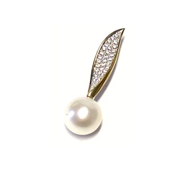 Anhänger 333 Gelbgold Zirkonia echter Perle 8mm Kettengleiter
