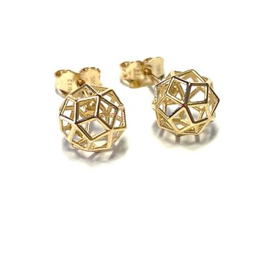 Ohrring 585 Gold 8mm Kugelohrstecker filigran Durchbrüche