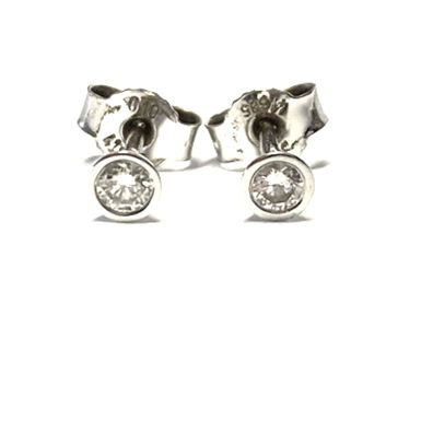 Ohrring Solitär 585/- Gold Weißgold Brillant 0,1 ct w/P1 Klassiker Ohrstecker