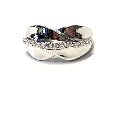 Silberring 925/- Silber rhodiniert Zirkonia poliert Schmuckring #54