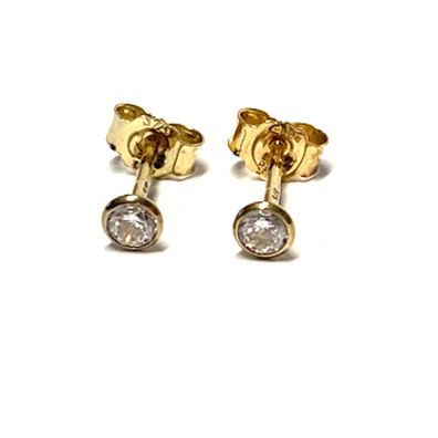 Ohrring 375/- Gelbgold Zirkonia 3mm Ohrstecker Solitär Zweitstecker