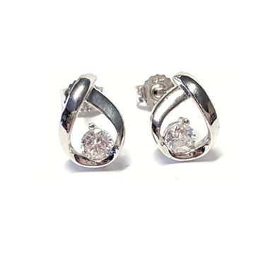 Ohrring 925 Silber rhodiniert Zirkonia Solitär Ohrstecker Infinitiy