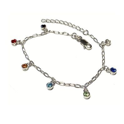 Armband 925/- Silber rhodiniert Zirkonia multicolor beweglich Farbverlauf Regenbogen