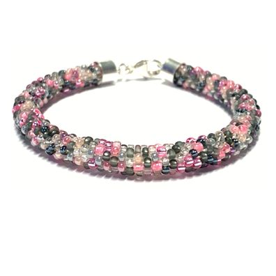 Armband 925/- Sterling Silber rosa Farbmix Verschluß 21cm Handarbeit