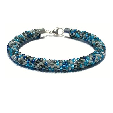 Armband 925/- Sterling Silber blau Farbmix Verschluß 21cm Handarbeit