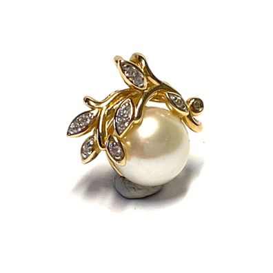 Anhänger 585 Gelbgold Süßwasserperle 9,5mm Weißtopase florales Design Kettengleiter