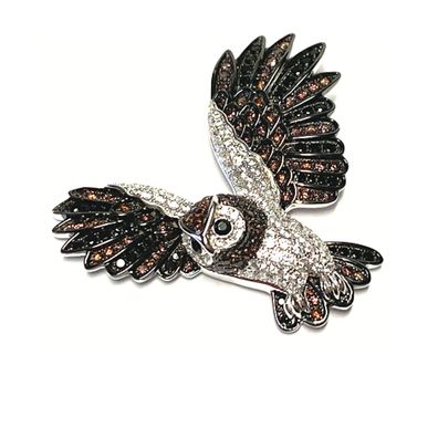 Anhänger 925/- Silber rhodiniert Zirkonia - Eule - Kettenanhänger Kettengleiter