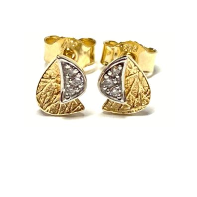 Ohrring 333 Gelbgold Zirkonia bicolor eckig Ohrstecker