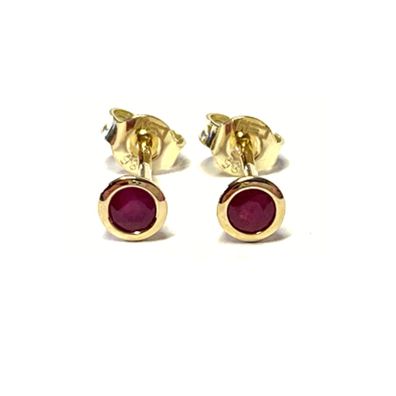 Ohrring 585/- Gelbgold Rubin facettiert 3,5mm Ohrstecker