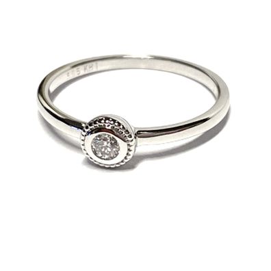 Ring 585/- Weißgold WG Brillant 0,07 ct w/si Verlobungsring Klassiker #50