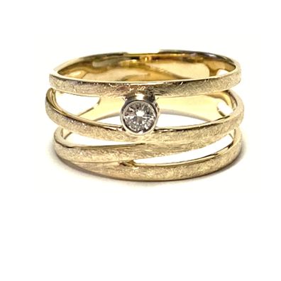 Goldring 585/- Brillant 0,09ct w/si Verlobungsring Klassiker Bandring eismatt