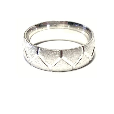 Bandring 925 Silber matt geometrische Struktur breit Silberring #64