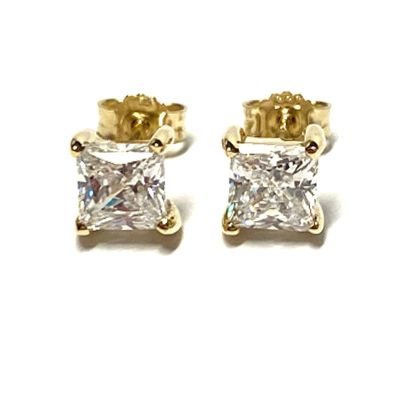 Ohrstecker 333 Gelbgold Zirkonia carré quadratisch eckig glitzern Ohrring