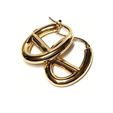 Ohrring 585/- Gold Gelbgold poliert Bügelcreole Creole poliert Glanz oval moderne