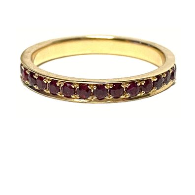 Ring 750/- Gold Rubin 1,21ct Memoryring umlaufend Bandring #56