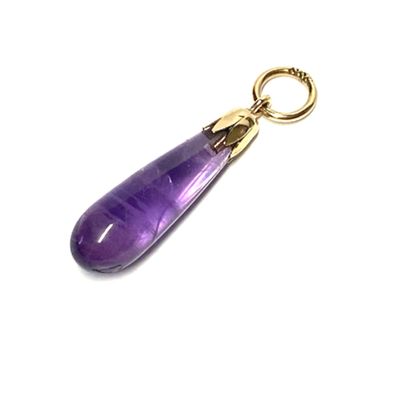 Anhänger 333/- Gelgold Amethyst Tropfen Pampel glatt Unikat