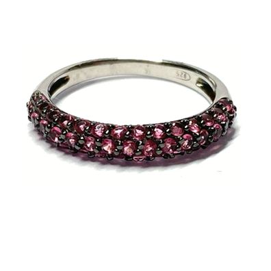 Bandring 925/- Silber rhodiniert Zirkonia rot Silberring Ring #52