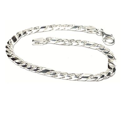 Armband 925/- Silber Panzerkette Fantasiemuster Kettenglieder Glanz poliert